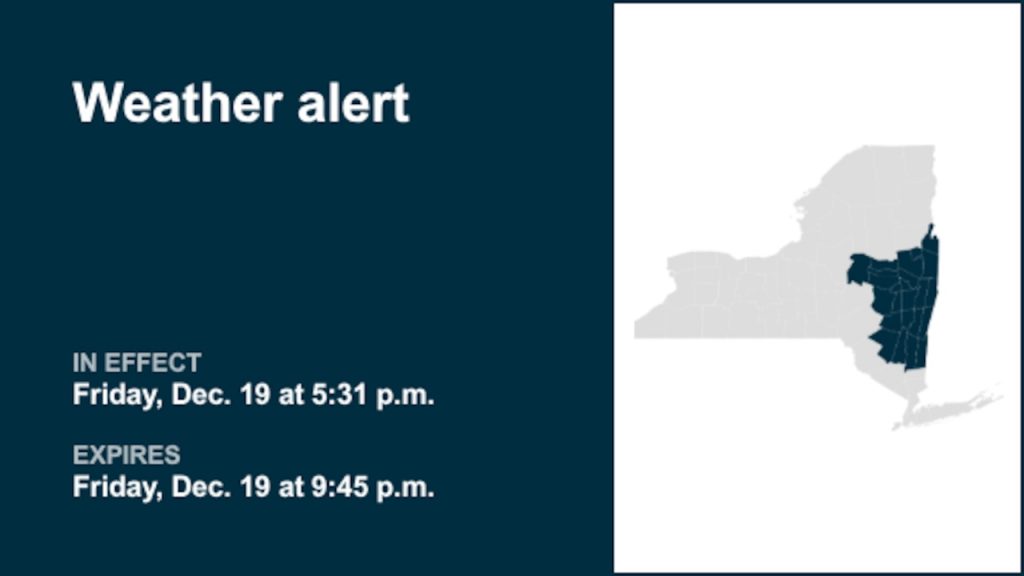 NY weather: Weather alert issued for part of New York until Friday night NY weather: Weather alert issued for part of New York until Friday night