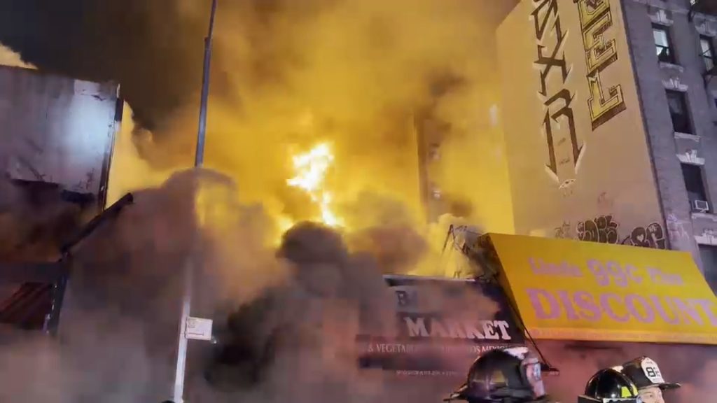 5-alarm fire in Longwood, Bronx rips through 3 businesses and apartment building; 1 injured