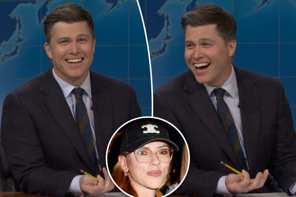 Colin Jost reads joke about Scarlett Johansson on 'SNL' Weekend Update