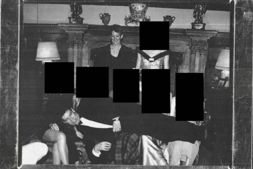 Epstein files reveal photo of Andrew Mountbatten Windsor laying across women's laps