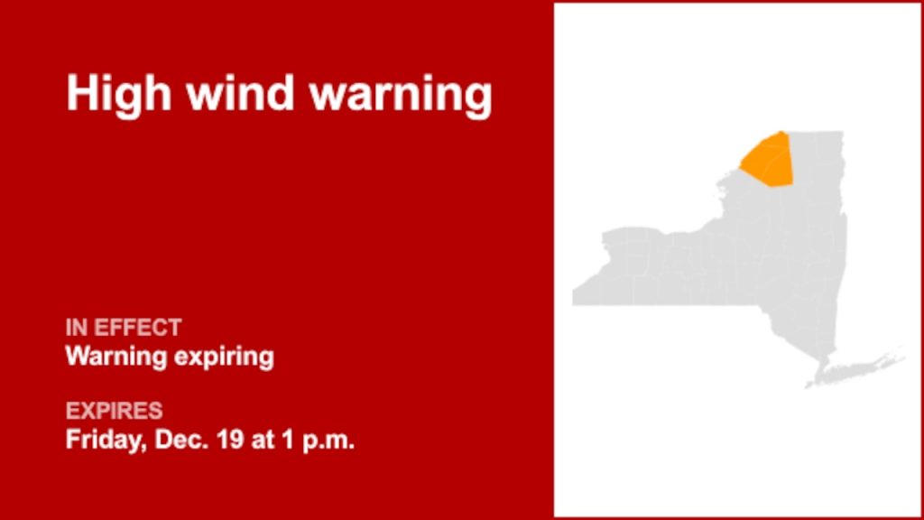 NY weather: The high wind warning for part of New York is expected to expire at 1 p.m.