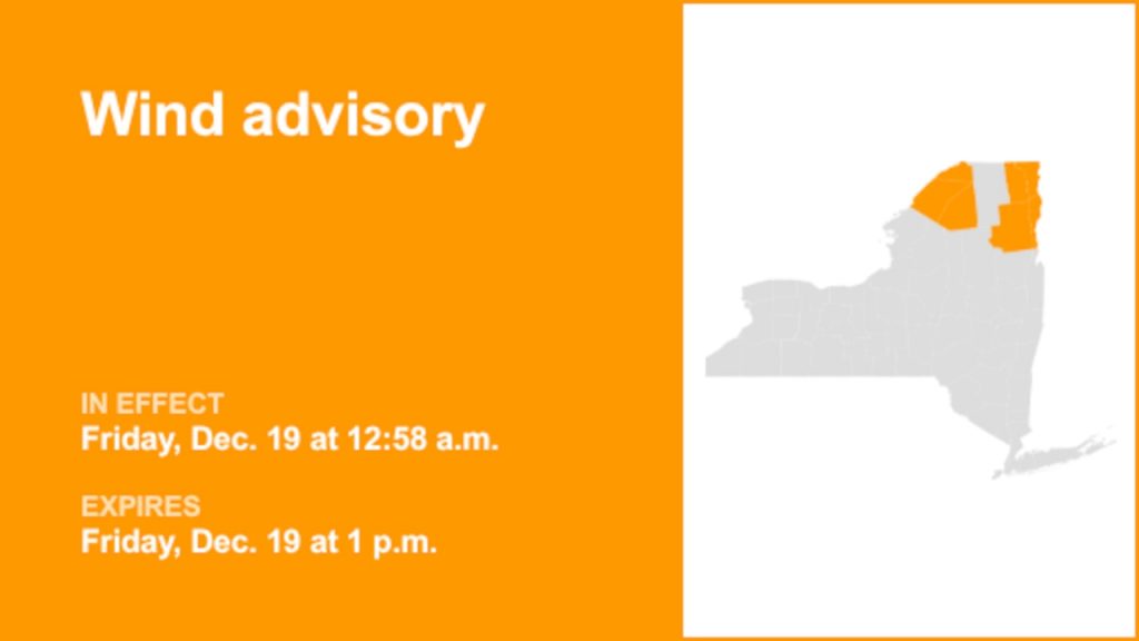 NY weather: Wind advisory for part of New York until Friday afternoon