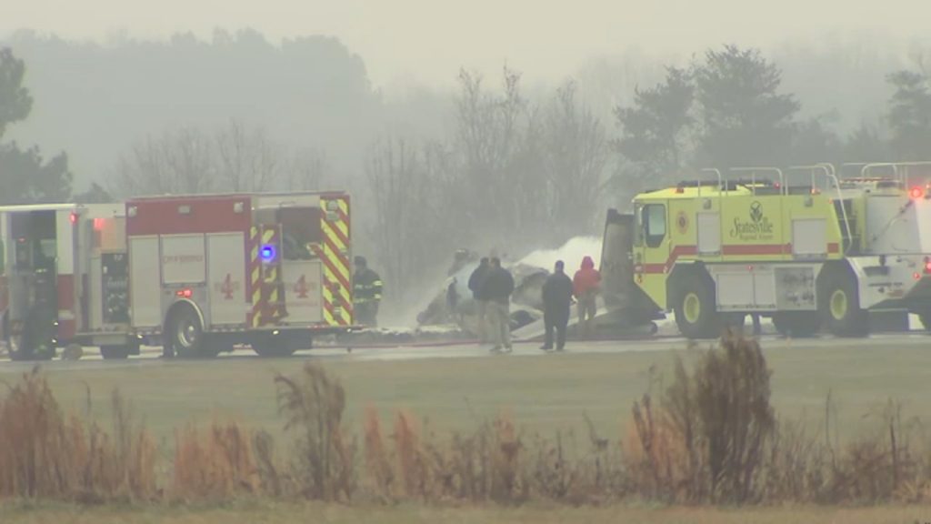 Plane crashes, catches fire while landing at Statesville Regional Airport in North Carolina