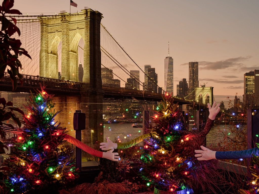 There's an Installation of Hugging Christmas Trees in NYC Right Now