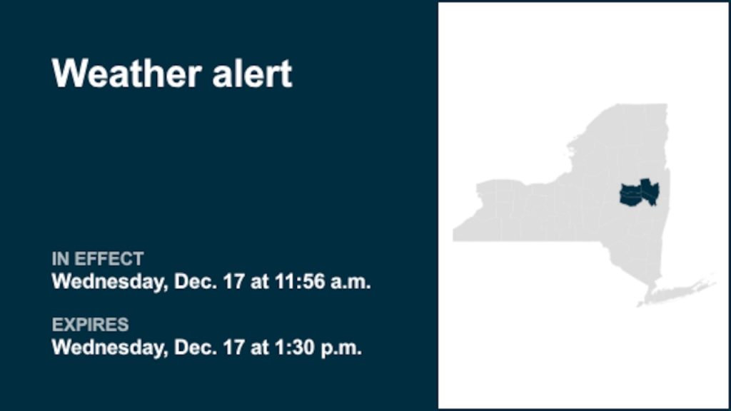 Weather alert for New York Wednesday afternoon