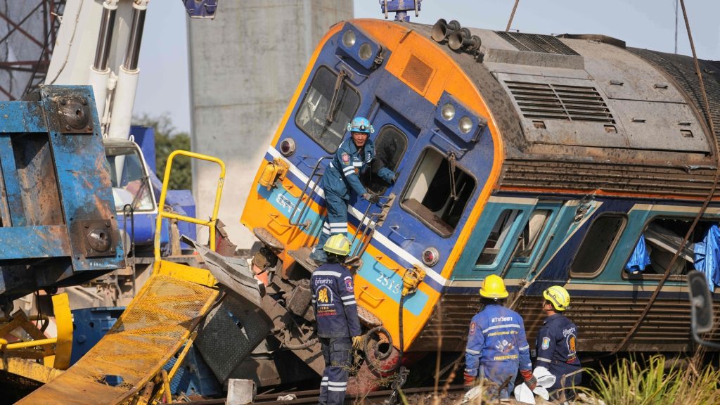 Construction crane falls onto moving train in Thailand, killing at least 29