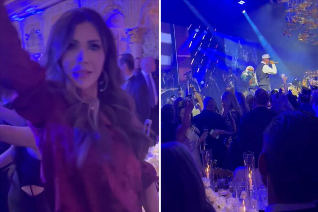 DHS chief Kristi Noem rocks out to 'Ice Ice Baby' at Mar-a-Lago New Year's Eve party