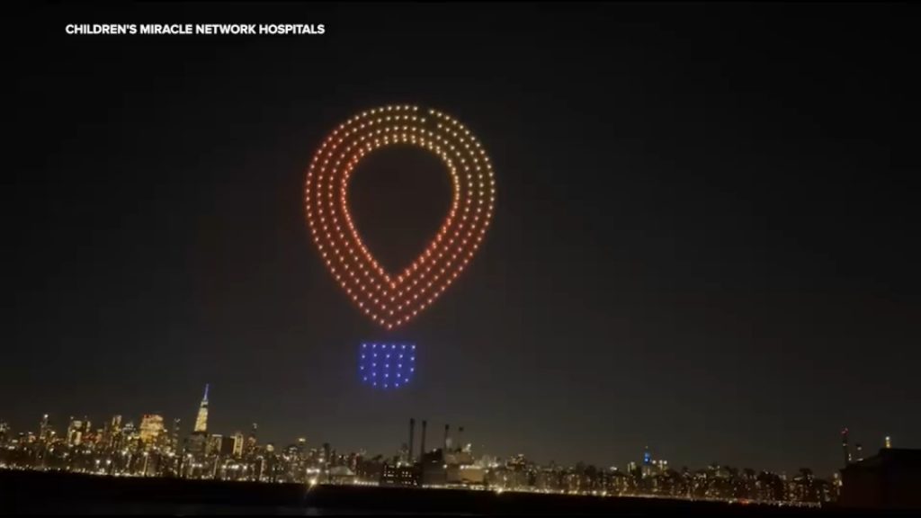 Drones put on light display over East River to raise awareness for Children's Miracle Network, pediatric healthcare