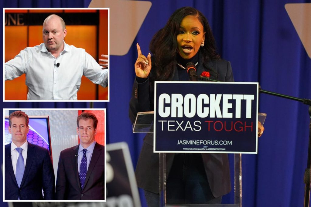 Jasmine Crockett takes campaign cash from Marc Andreessen, Winklevoss twins in spite of lefty image