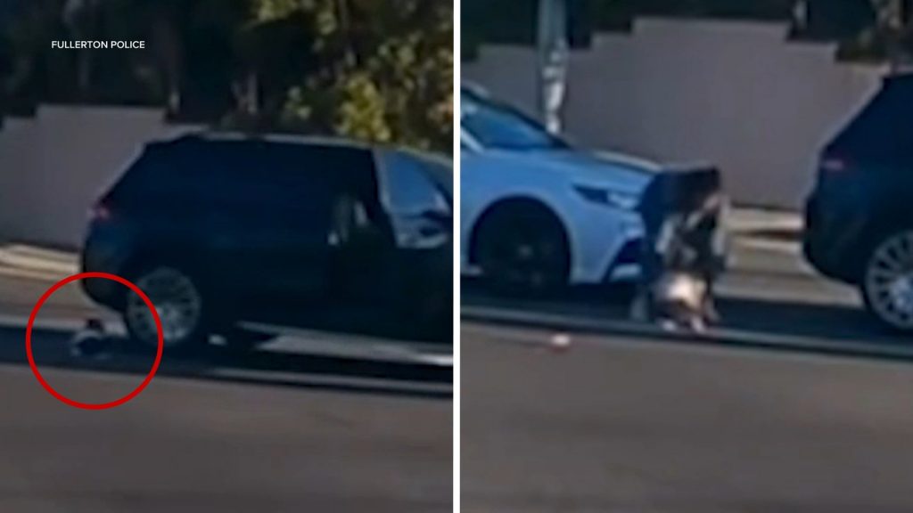 Mother arrested after video shows toddler fall out of moving SUV in Fullerton, California Mother arrested after video shows toddler fall out of moving SUV in Fullerton, California