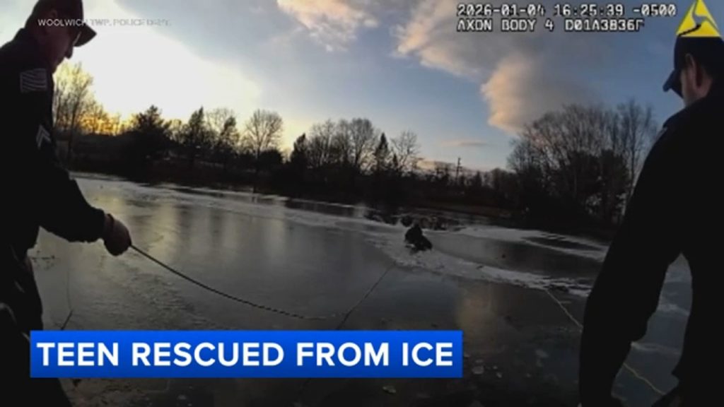New Jersey police rescue freezing teen after he falls through ice on pond