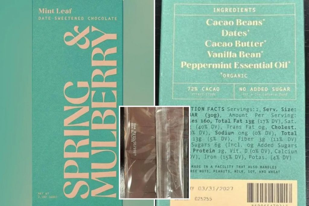 Spring & Mulberry chocolate bars recalled nationwide over salmonella concerns