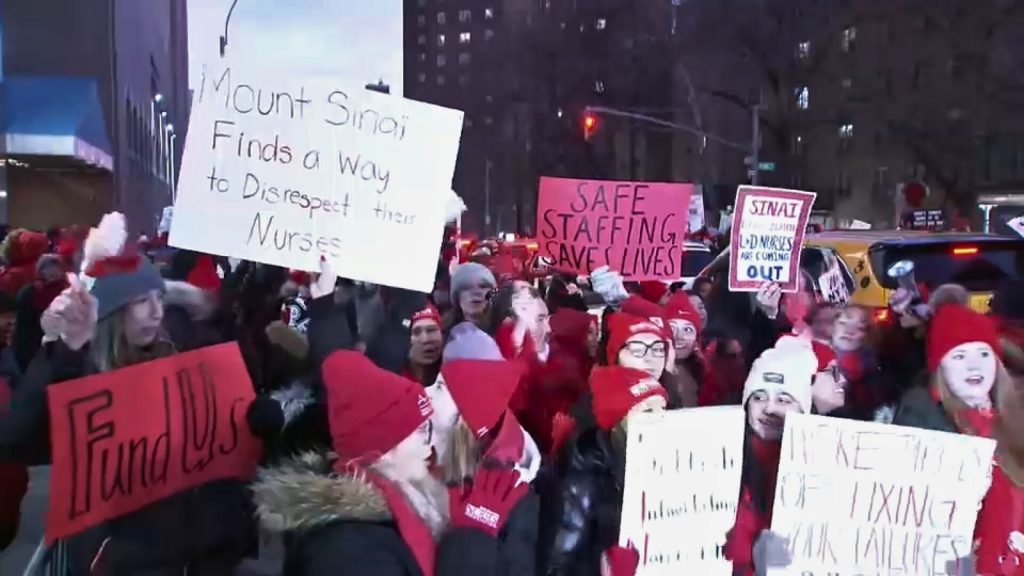 Thousands of union nurses at NYC hospitals go on strike