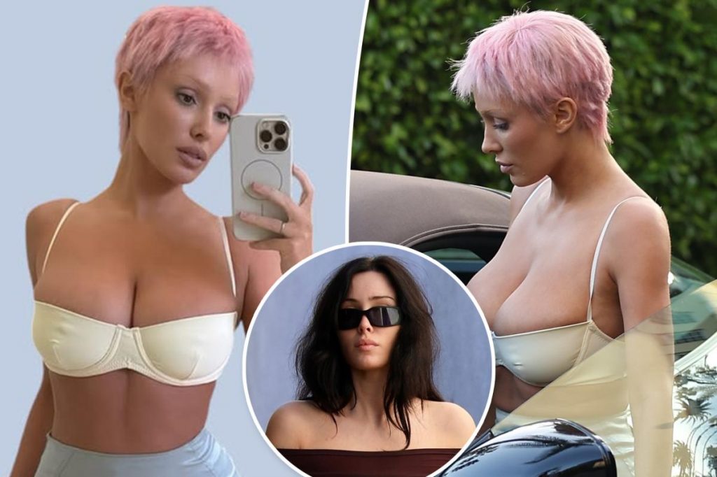Bianca Censori makes dramatic hair transformation with bright pink pixie cut