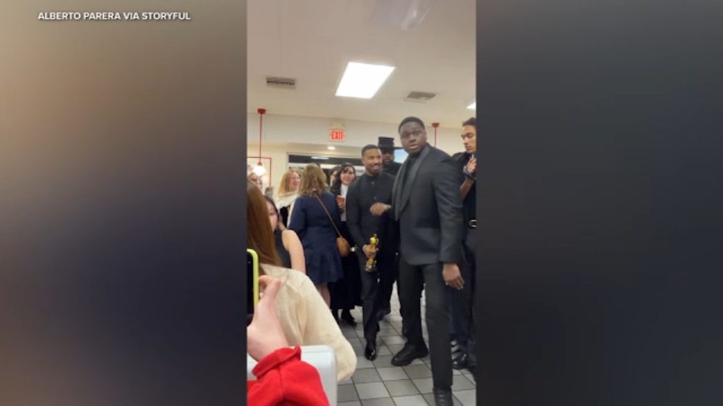 Michael B. Jordan stops at Hollywood In-N-Out after Oscar win Michael B. Jordan stops at Hollywood In-N-Out after Oscar win