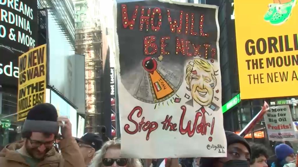 Times Square rally voices strong opposition of joint attack on Iran