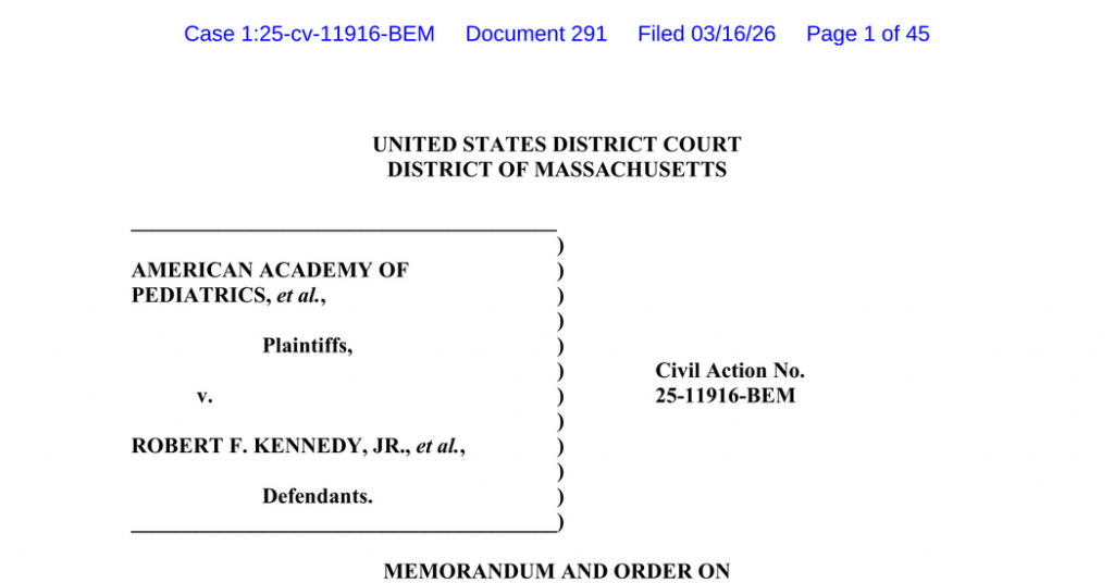 U.S. Court Rules Against RFK Jr.’s Vaccine Policies U.S. Court Rules Against RFK Jr.’s Vaccine Policies