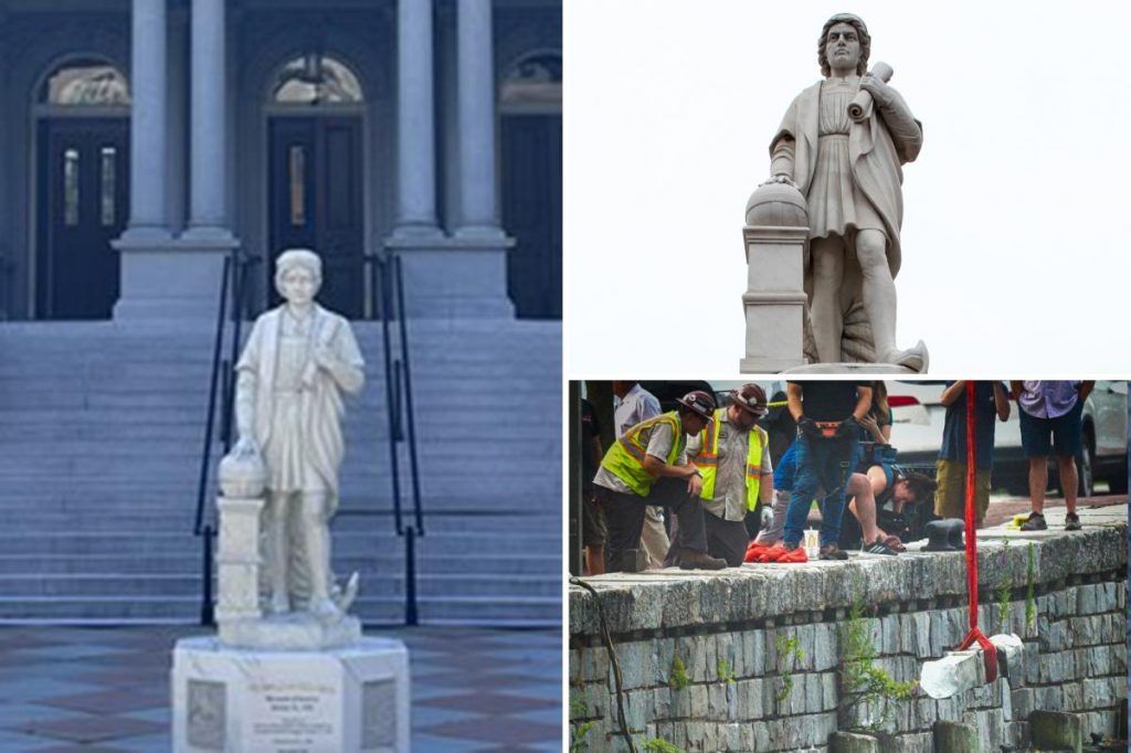 White House installs Christopher Columbus statue made from remains of toppled sculpture