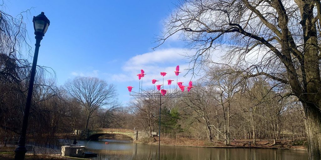 Check Out a New Neon Pink Bird Sculpture in NYC's Prospect Park