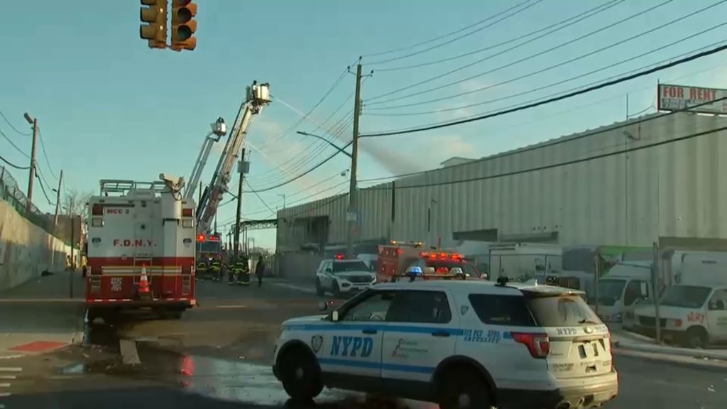 College Point fire: Firefighters working to put out hotspots after flames rip through warehouse in Queens, NYC College Point fire: Firefighters working to put out hotspots after flames rip through warehouse in Queens, NYC