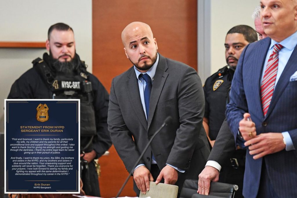 NYPD 'cooler cop' Erik Duran's first words after posting $300K bond