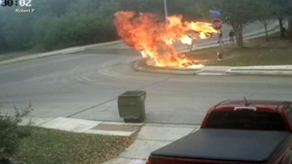 Video shows kids narrowly escape fiery motorcycle crash in Bexar County, Texas near San Antonio Video shows kids narrowly escape fiery motorcycle crash in Bexar County, Texas near San Antonio