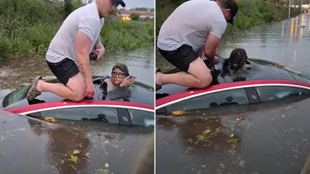FDNY firefighter honored after pulling trapped woman from a submerged car during storm in Queens FDNY firefighter honored after pulling trapped woman from a submerged car during storm in Queens
