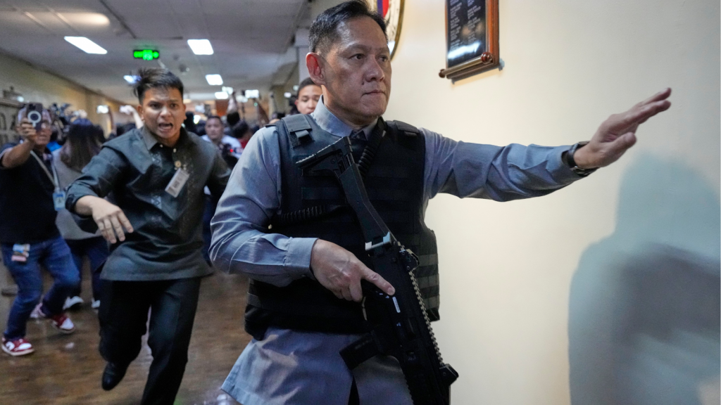 Gunfire breaks out in Senate in The Philippines where authorities tried to arrest a senator Gunfire breaks out in Senate in The Philippines where authorities tried to arrest a senator