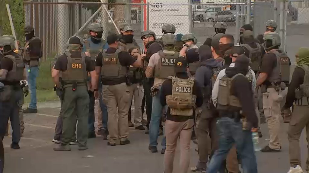 Protesters clash with ICE agents during protest at Delaney Hall in Newark amid hunger strike inside