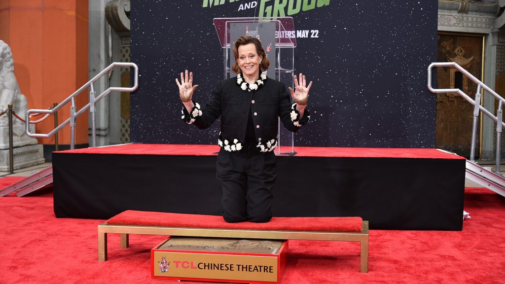 Sigourney Weaver, star of new ‘The Mandalorian and Grogu’ film, honored with hand and footprint ceremony at TCL Chinese Theatre Sigourney Weaver, star of new 'The Mandalorian and Grogu' film, honored with hand and footprint ceremony at TCL Chinese Theatre