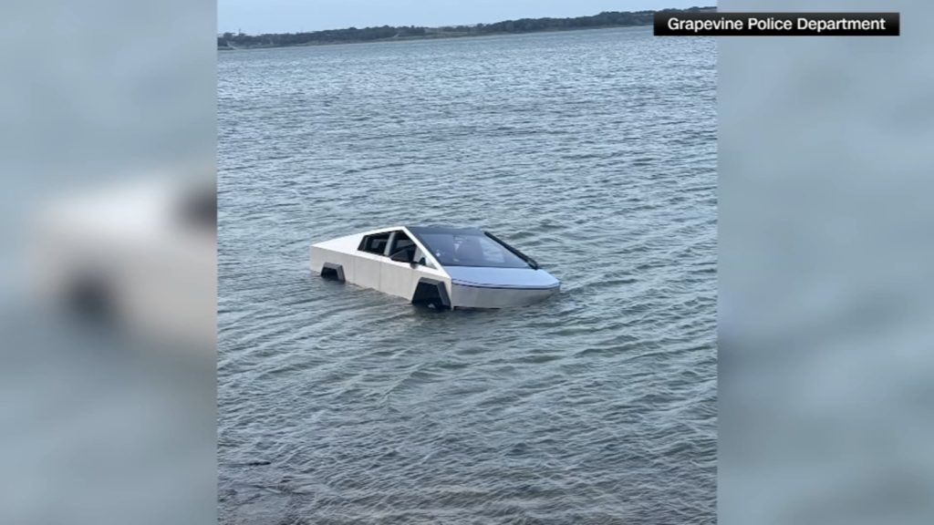 Texas man intentionally drove his Tesla Cybertruck into Grapevine Lake to use vehicle's "wade mode", police say