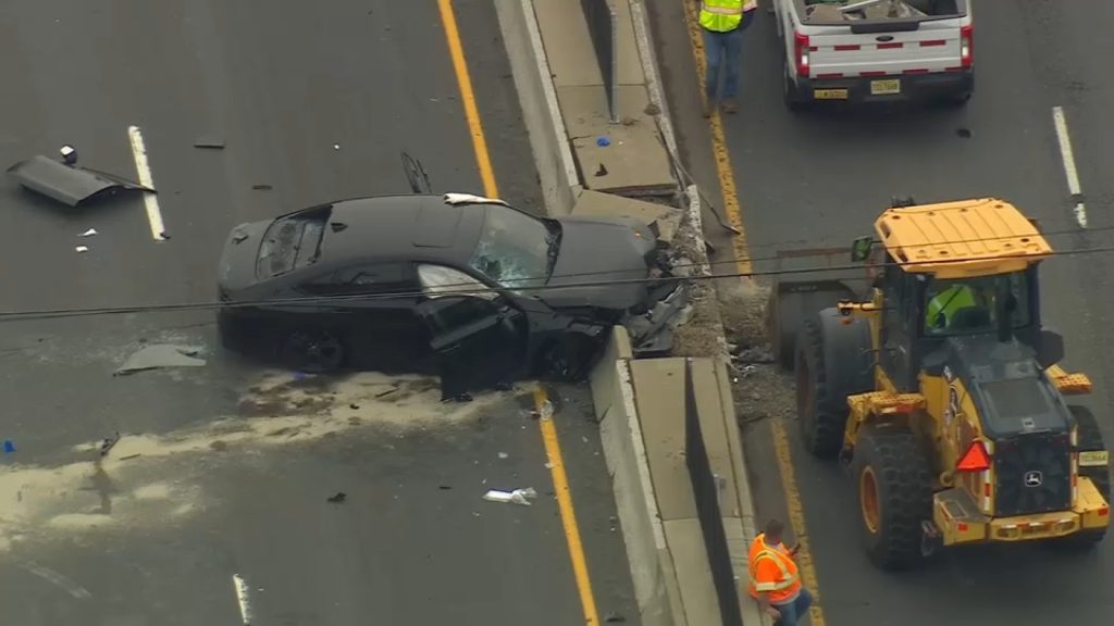 Two hurt after car smashes into lane divider in North Plainfield, New Jersey