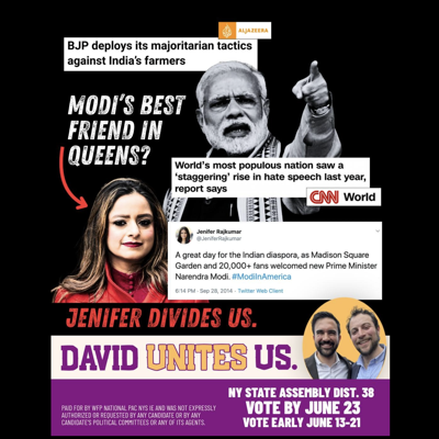 New WFP ad attacks Rajkumar as ‘Modi’s best friend in Queens’ New WFP ad attacks Rajkumar as ‘Modi’s best friend in Queens’