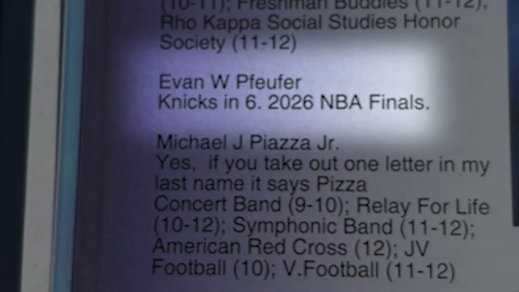 Suffolk County resident predicts Knicks NBA Finals victory in 2020 high school yearbook quote